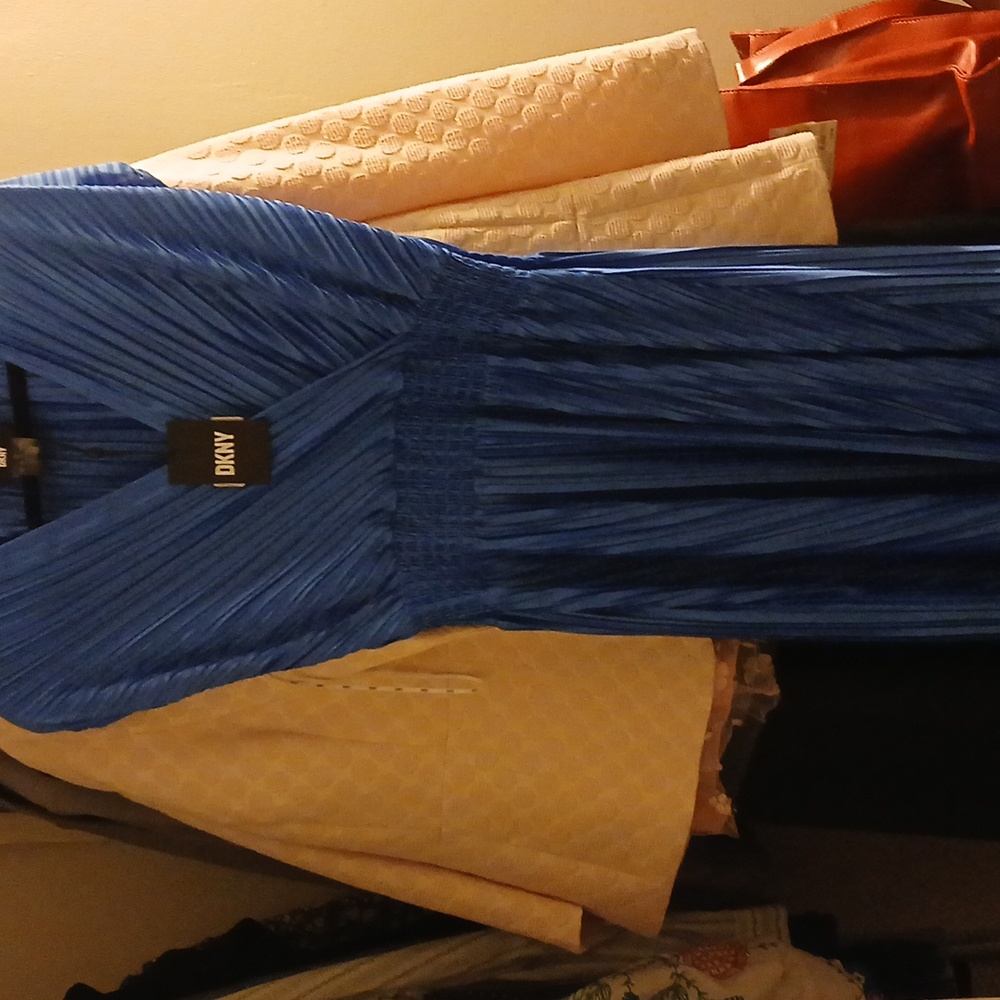 DKNY Vibrant Blue V-Neck Dress